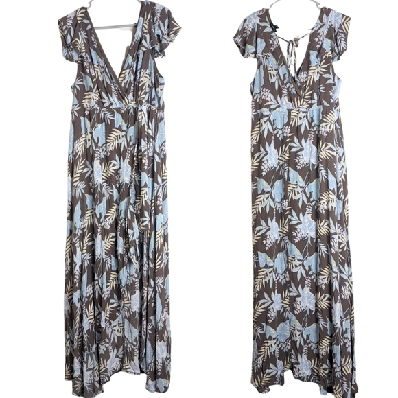 Maxi Gauze Walk-Through Boho Dress Romper Tropical Women's Size 1X - Picture 2 of 14